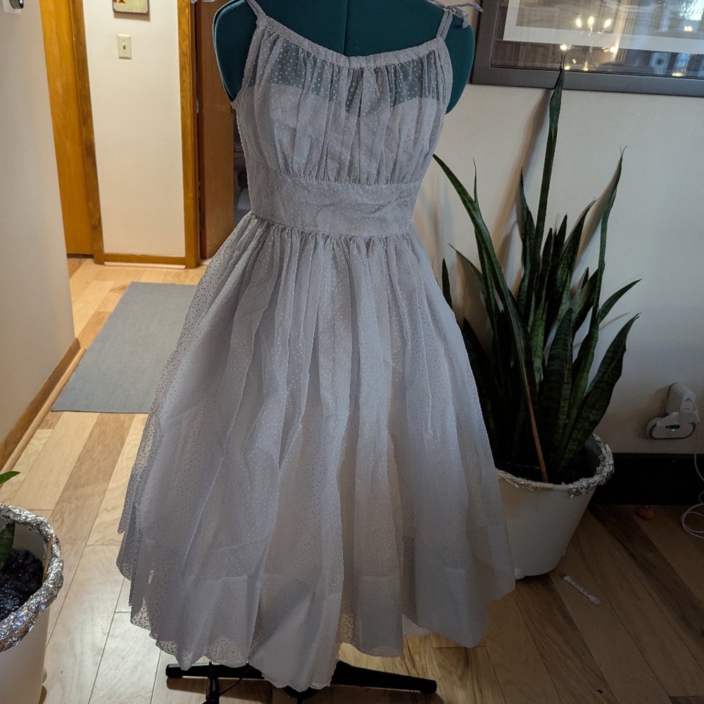 Light Blue Polka Dot Tulle 50s Dress
